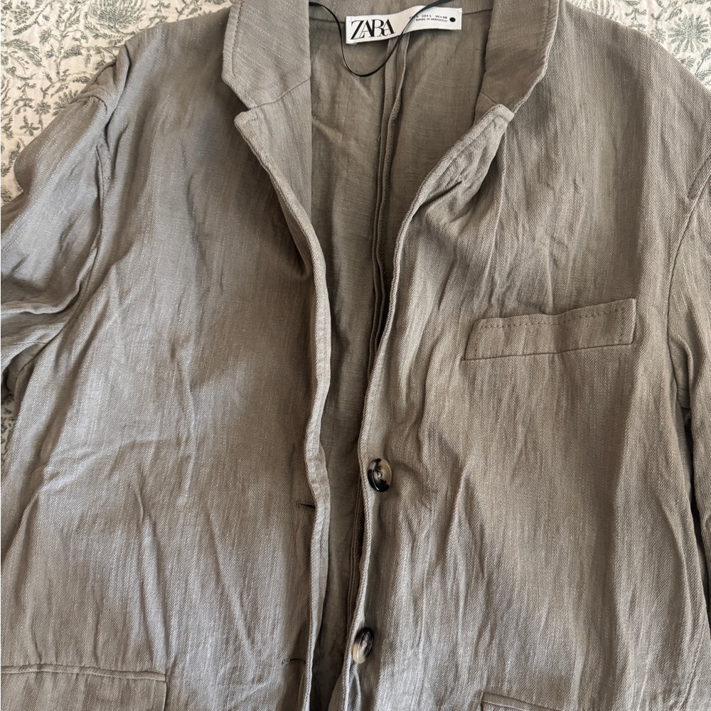 Zara Linen Blazer in Taupe